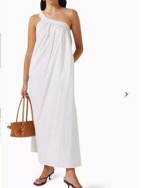 Bird & Knoll one shoulder Donatella white cotton maxi dress excellent condition